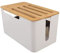 Asixxsix Wireless WiFi Router Storage Box, Modem Router Cover Desktop WiFi Router Storage Rack with Wooden Cover, Organized Power Strip Cable Management Hider Rack for Bedroom Living Room