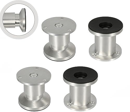 Jopassy 4er Set Möbelbeine| Aluminium Gebürstet | Schrankfüße Höhenverstellbar Füße für möbel, mit Schrauben,Höhe 60 mm | Belastbar bis 250 KG, für Sofa Möbelfüße Schreibtisch Stühle Tischfuß