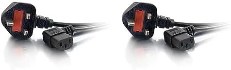 C2G 5 Metre 18 AWG 90 degree power cable (IEC320C13R to BS1363) Right Angle Kettle lead, Black (Pack of 2)