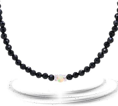 Liberty Angels - Edelstein Kette aus 925er Silber & Opal - Damen & Herren Naturstein Opal Kette - Heilstein Schmuck