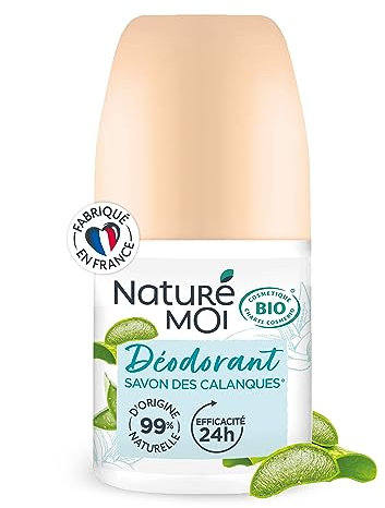 Naturé Moi - Déodorant roll-on - Efficacité 24h - Déodorant femme à l'Aloe Vera Bio et au Magnésium - Parfum Savon des Calanques - 99% d'Origine Naturelle - 50 ml - Fabriqué en France