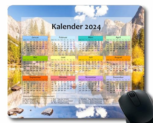 YENDOSTEEN 2024 Kalender Mauspad,Spiel Naht Mousepad, Hintergrund-Unebenheiten-Licht 2024 Kalender Horizontale Version Natur Gaming Mauspad