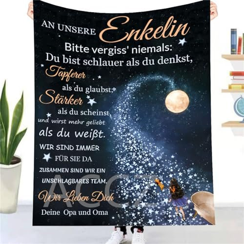 Kuscheldecke Personalisierte Decke An Unsere Enkelin von Opa und Oma,Geschenke an Meine Enkelin Flauschige Weich Plüsch Decke Flanell sofadecke Mikrofaser Wohndecke Warme Couch Decken