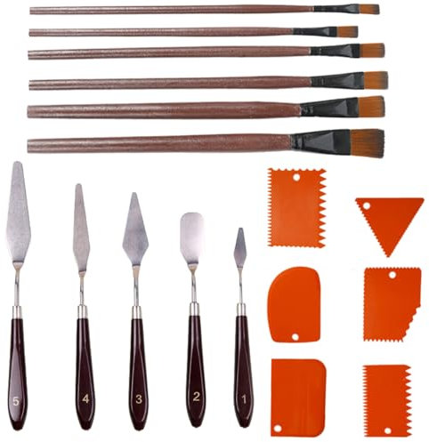 Eowppue Ensemble Spatules Pour Peinture À L'huile Et À L'acrylique - Spatule Fine De Structure, Palette De Couteaux, Grattoirs À Oranges, Crayons À Peinture