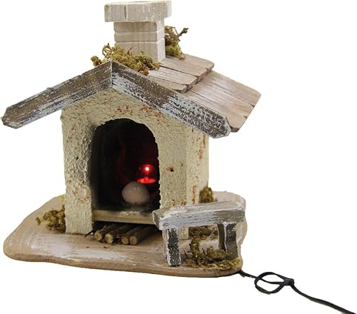 FADEDA Backhaus mit Licht/Höhe:20 cm/handbemalt/detailgetreue Krippen Figuren - Weihnachten Tisch Dekoration Krippe Zubehör