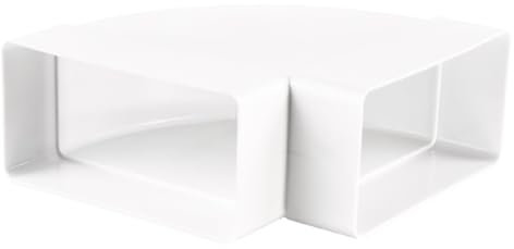 Canal plat - Système de ventilation - Chauffage - Refroidissement - Climatiseur - En PVC - Rond sur carré - Coude de canal vertical et horizontal - Plaque murale en T blanche (coude horizontale à 90°,