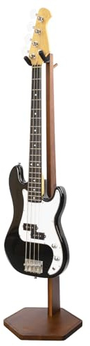 STRICH Bassgitarrenständer, 112 cm (44.1) hoher Gitarrenausstellungsständer aus Holz, Gitarrenhalter aus Walnussholz mit Aufhängung für zu Hause und das Studio (FH-2, Bassausstellung)