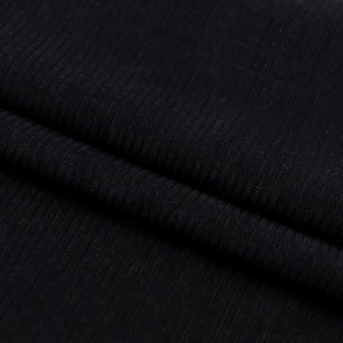 Wambere 100 cm x 155 cm Cordstoff Meterware Quiltingstoffe Deko Stoffe Stoff zum Nähen Bekleidungsstoffe Dekostoffe für DIY Kunsthandwerk Basteln Kleidungsdekoration Sofadekoration,Schwarz