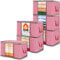 Lifewit 6 Packs Clothes Storage Bag, Storage Bins for Clothes, Blankets, Comforters, Foldable Clothing Storage with Reinforced Handle, Sturdy Zipper, Closet Organizer With Clear Window, Pink