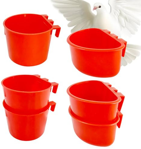 6Pcs Hanging bird feeder for cage Poultry Cage Cups With hook and spring For Both Food, Grit Or Water Bird Cage Feeder Cups (plastic, 6pcs)