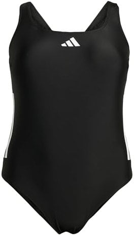 adidas Donna 3 Stripes C-Back Swimsuit Plus, Black/White, 4XL Plus