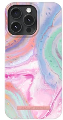IDEAL OF SWEDEN Bedruckte Handyhülle, niedliches buntes Muster, schützende Abdeckung aus Hartplastik mit Mikrofaserfutter für das iPhone. Kompatibel mit iPhone 15 Pro Max (Pastel Marble)