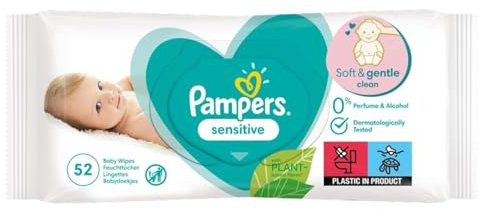 Sensitive Fragrance-Free Baby Wipes (Pack Of 12) For Baby's Sensitive Skin 52's