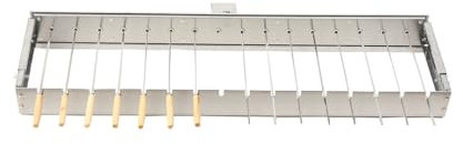 YILIKISS Elektrischer Spiessdreher, Edelstahl Drehspieß Aufsatz mit 15 Edelstahl Spieße und Motor, mit Netzstecker, Drehspieß Rotisserie, Silber