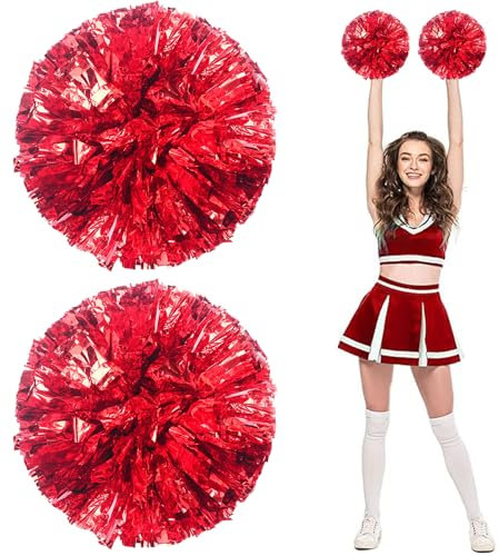 Auzlya 2 Stück Cheerleader Pompons,Pompons Cheerleading,Metallisch Cheerleading Pompons,Sport Squad Cheer Accessories,für Cheerleading, für Leistung, Gymnastik