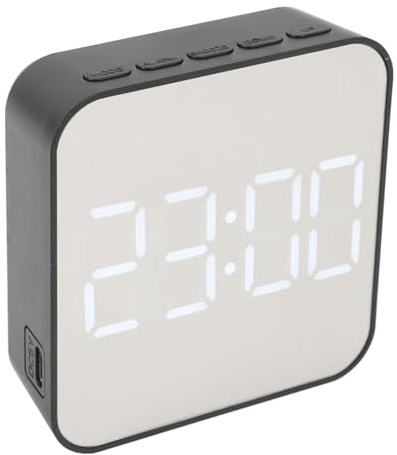 Fockety Kleine Digitaluhr, Digitaler Wecker mit Temperatur, Datumsanzeige, Nacht- und Alarmmodi, LED-Elektronikuhr, Tischuhr mit 2 Alarmen für Schlafzimmer, Wohnzimmer, Büro (Black)