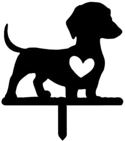 Dackel-Statue, wetterbeständiges Metall, schwarze Hundestatue, ausgehöhlte, dekorative Gartenpfähle mit Pflock, Gartendekoration für draußen, Terrasse, Hof, Rasen, Hundestatuen, Dackelfigur, Hundedeko