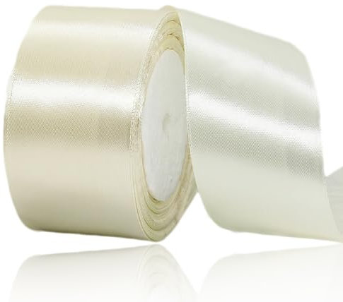 Satinband Beige 50mm Breit, 23 Meters Geschenkband Creme weihnachten Satinbänder Stoff Schleifenband zum Geschenkverpackung, Bastelarbeiten, Geburtstag und Hochzeitsdekoration