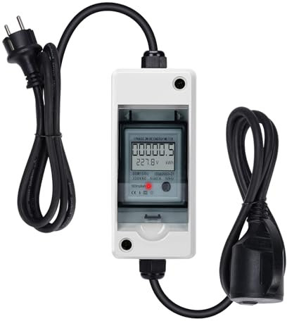 Briidea 230V Mobiler Digitaler Stromzähler, IP65 Wasserdichtes Outdoor KWH Messgerät, zeigt in Echtzeit den Stromverbrauch, die tatsächliche Leistung, Spannung und Stromstärke Ihrer Geräte an