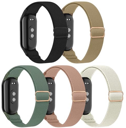 chinbersky Nylon Elastisches Armband kompatibel mit Mi Band 9 Armband/Mi Band 8 Armband Damen Herren,Stoff Verstellbares Dehnbare Sport Ersatzarmband für Xiaomi Smart Band 9/Xiaomi Smart Band 8