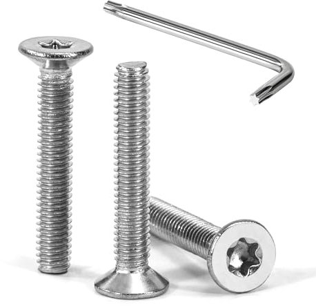Tunejoy Vis à Tête Fraisée Torx M4 x 25 mm Vis à Six Pans Creux en Acier Inoxydable A2 V2A à Tête Fraisée Métaux avec Clé T20 Filetage Complet 30 Pièces