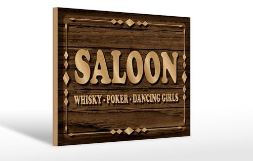 Femer Holzschild Spruch 20x30 cm Saloon – Whiskey Poker Schild