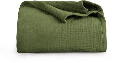 BOHORIA® Premium 4-lagige Musselin Kuscheldecke „New Pure“ extra groß 220x240cm | Tagesdecke aus 100% Baumwolle | Sofadecke Wohndecke (Pure Sepia, 220 x 240 cm) (Emerald)