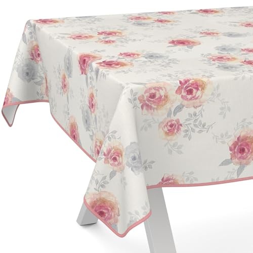 Wachstuchtischdecke Wachstischdecke Wachstuch Tischdecke abwaschbar Gartentischdecke Wasserabweisend 100x140cm mit Saum (Eingefasst) Rosen