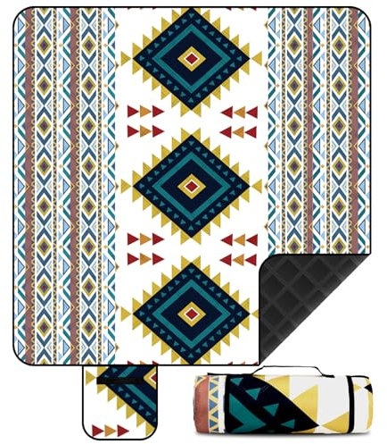 FERRGIA Couverture de Pique-Nique,200x200cm,Imperméable et Anti-Sable,Tapis de Plage Résistant,Pliable,Idéale pour Camping,Plage,Randonnée,Facile à Transporter avec Poignée et Velcro