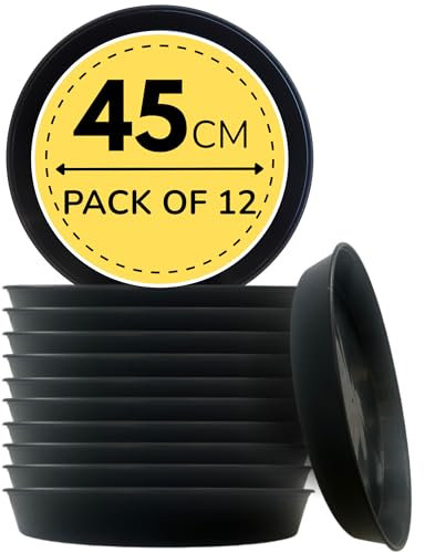 Creation Lot de 12 soucoupes rondes pour plantes - 45 cm - Résistantes - Protège les surfaces contre les dommages causés par l'eau et les taches - Résistant aux intempéries et facile à nettoyer - Très