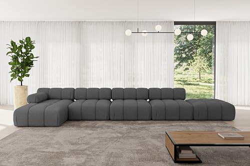 ALTDECOR Modulares Sofa Ecksofa in L-Form Corner modular Sofa Eckcouch Couch Wohnlandschaft Cauchsofa Polstersofa Lizur-L3-475x160x70 cm Grau