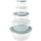 com-four® 5-teiliges Rührschüssel-Set mit Deckel - Salatschalen in 5 Größen - Backschüsseln 0,4/0,8/1,5/2,5/4,4 Liter - spülmaschinenfeste Schalen - Servierschalen (Deckel - pastellgrün)
