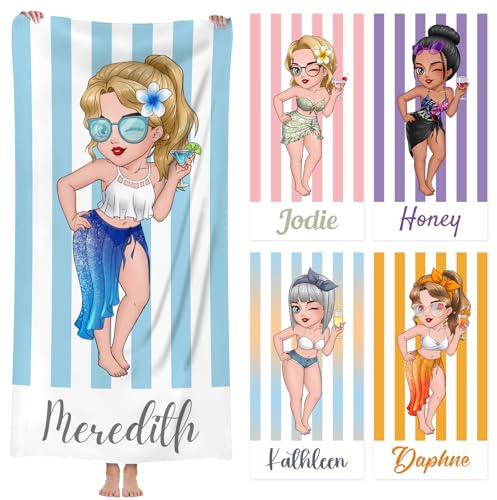 NIBESSER Personalisiertes Strandtuch für die Beste Freundin Individuelles Reisebadetuch Badetuch mit Namen super weich schnell trocknendes Namenstuch Sommer Urlaub