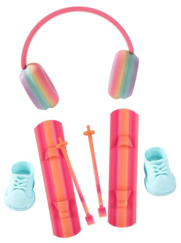 Sinbana Puppen-Ski-Zubehörset, Schneeschuhe Snowboard Skistöcke & Kopfhörer Stilvoll Winter 17cm Puppen-Outfit-Zubehör Sammler-Geschenk