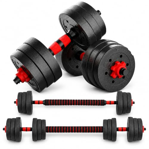 Verstellbares Hantelset mit Langhantel Funktion, Kurzhantel Set für Home Gym Krafttraining, Fitness Hanteln für Damen und Herren