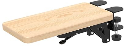 AMSLSIU Computer Arm Rest Extension Board Wooden Home Desktop Offering Convenient Elbow Support And Comfort Strengthened Support Folding Foldable Armrest Rack Mouse Pad Holder, Light Brown, 30x15cm