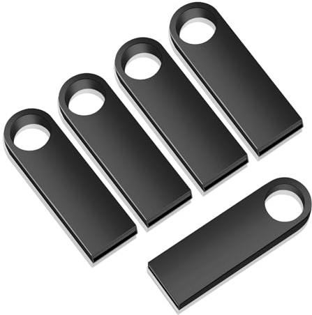 jiqichimao 5 Pack 16GB Black Metal USB Flash Drive, Portable usb stick | Waterproof metal shell for office, school and car audio use; usb key, memory stick, usb stick, usb thumb drive for storage.