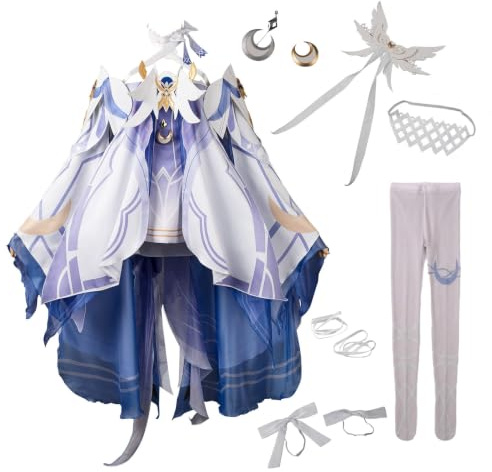 Cosfun Womens Game Genshin Impact Columbina Cosplay Costume Full Outfits for Halloween