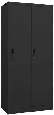 Ordellia Armadio antracite in acciaio, 80 x 50 x 180 cm, con asta appendiabiti, ripiano, cassetto, scaffale, porta scorrevole, salvaspazio, per camera da letto e corridoio