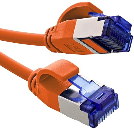 InLine Patchkabel Slim, Cat.6A, S/FTP, TPE (LSZH) flexibel, PoE, Kupfer (CU), LAN, Ethernet, Netzwerk Kabel, RJ45 Gigabit, orange, 0,3m, 74933O