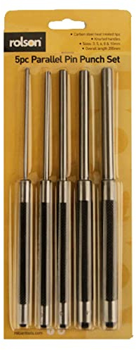 Rolson 26269 8-inch Parallel Pin Punch Set in Pouch - 5 Pieces