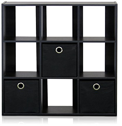 Furinno Storage Shelves, Wood, Espresso/Black, one size, 9-Cube