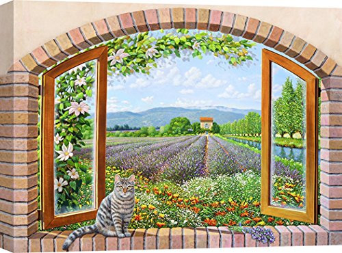 ART PRINT CAFE' – Quadro - Stampa su Tela – Andrea Del Missier, Finestra in Provenza – 60x40 cm