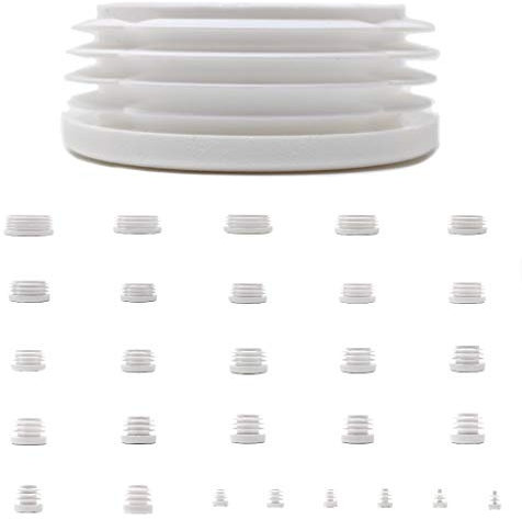 25mm Plastic End Caps, White Tube Inserts, Pack of 4 (See Second Image for Ordering Guide) - Made in Germany