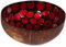 Ondis24 Kokosnuss Schale Designer Schüssel Unikat 100% Natur lebensmittelecht (Rot Kreise)