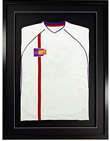 Vivarti DIY 3D Sports Shirt Display Frame – 60x80cm Shadow Box for Football, Rugby, Band T-Shirts – Black Wall Frame with Mount & Backing Card – Adult Jersey Memorabilia Case