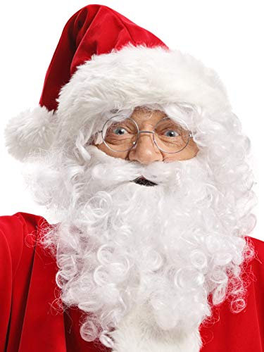 Perücke + Bart + Mütze + Augenbrauen + Brille Weihnachtsmann Nikolaus Santa Claus Weihnachten weiß
