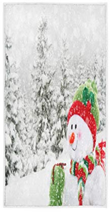 Mnsruu Serviette de Bain Motif Bonhomme de Neige de Noël - 76 x 38 cm