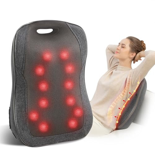 COMFIER Shiatsu Back Massager with Heat- Portable Massage Cushion, for Women/Men, Adjustable Kneading Massage Chair Pad,Chair Massager for Office,Home Use