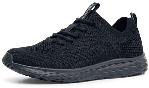 Shoes for Crews Women's Slip-Resistant Work Sneakers – Comfortable, Non-Slip Work Shoes for Women in Food Service, Healthcare, Hospitality - Everlight, Black, Size 8
